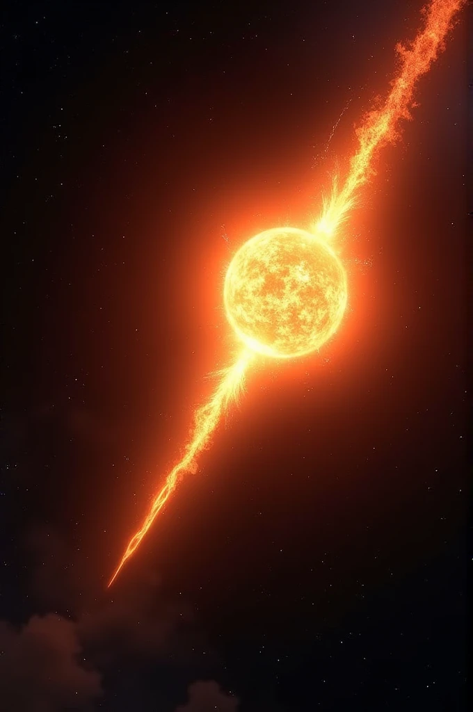 Realistic fireball in the night sky 