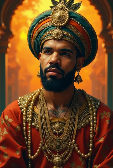 (photorealism:1.2), drake as malyalam, realistic, intricate details, warm colors, by Greg Rutkowski, by Alphonse Mucha