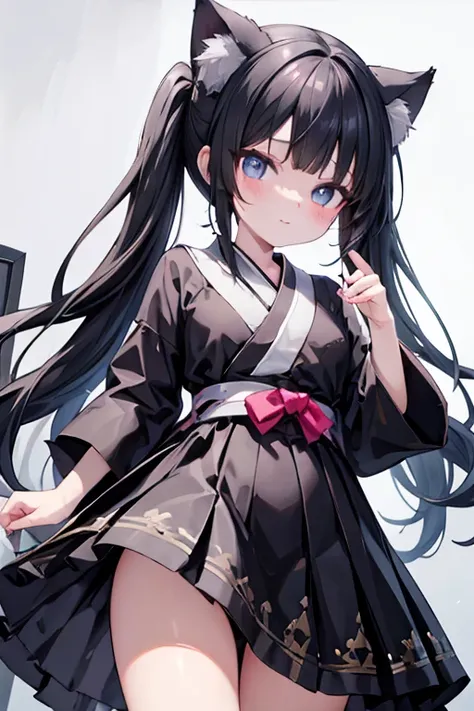 Black Hair, cat collar black, Star-shaped pupil, 美しいAttention to detail目, blue eyes, Jewel-like eyes, , belly button, Japanese Streets Tokyo or Girls Toilet, Gazing at the sky, first field view, Wavy Ponytail, Hair that falls over the shoulders, Very long ...