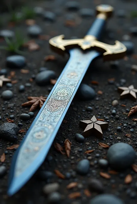 (Outstanding、Professional、Surreal)、Detailed sword, Longsword, Duan Ping, Metallic texture, Lying on the ground