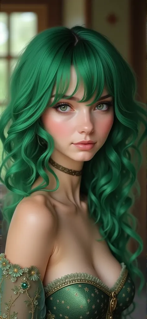 Beautiful busty green hair