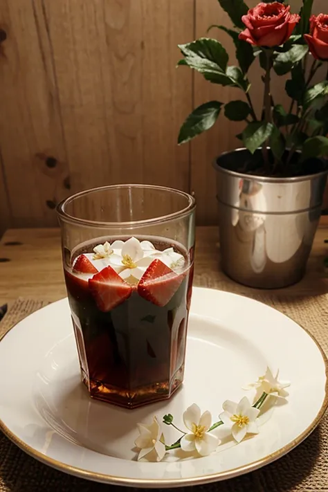 Jasmine flowers and strawberries