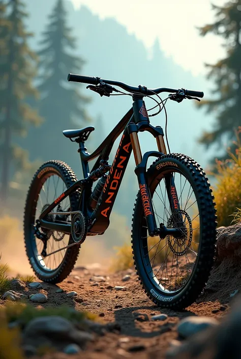 Create me an image of an enduro bike with the Anders branding and the branding is clearly highlighted 