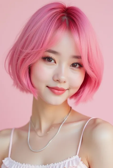 Pink hair idol cute pretty Korean idol bob hairstyle good K-POP real young