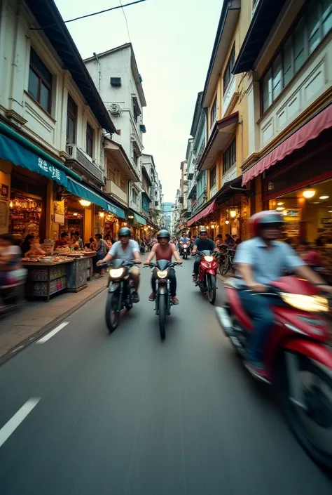 penang street view with fast shutter speed