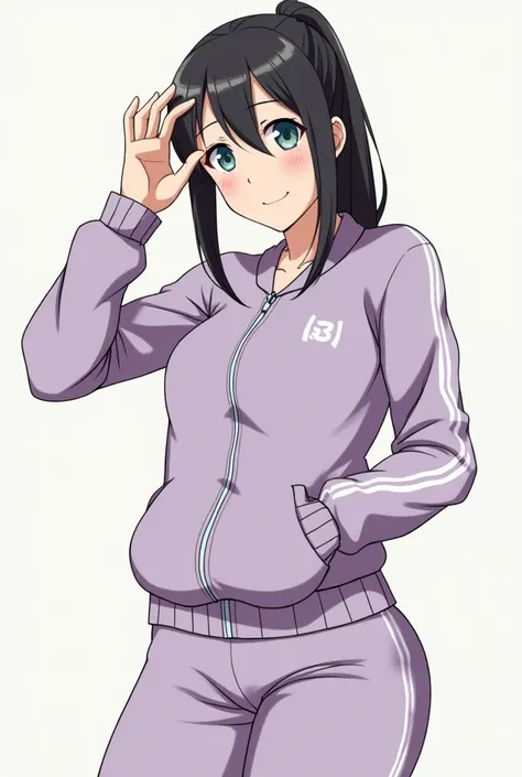 Kanan Matsuura, a big-breasted girl with a ponytail wearing a sweatsuit