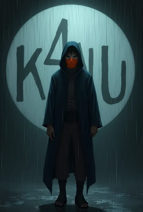 Masked Obito standing in the rain and K4NU written on the image circular image