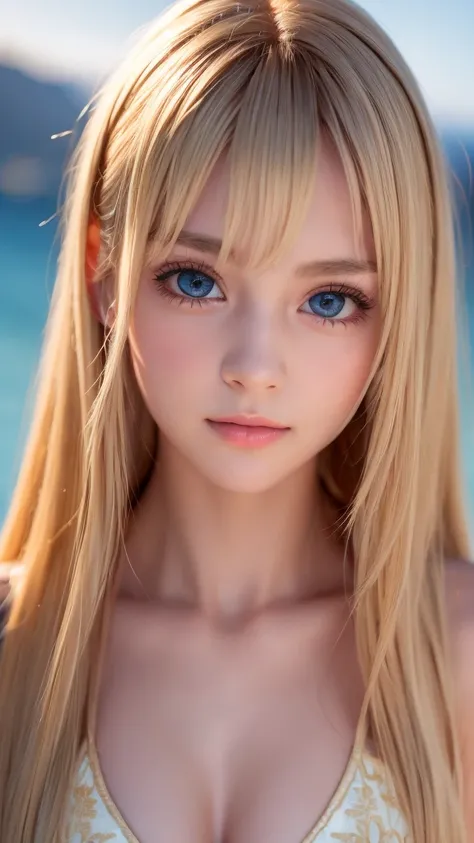 One Girl，(1人のとてもcute女の子:1.3)，masterpiece，Highest quality，High resolution，From below，Low - Angle，Photorealistic，RAW Photos，Ray Tracing，Physically Based Rendering，beautiful girl，(12 years old:1.3)，cute，Big Blue Eyes，(detailed pupils:1.2)，(The face is facing ...