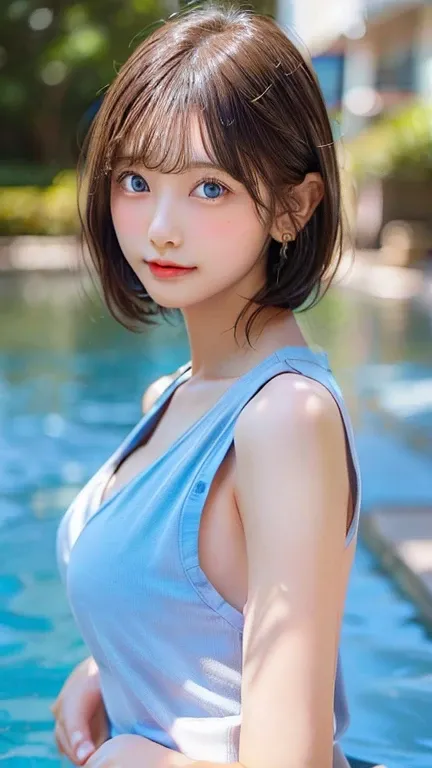 ((software: 1.4)), ((Detailed face, Professional photography)), ((software, Super Short Hair, side lock hair, Blonde, big, Clear sky blue eyes, Earrings, 1 girl)), Ultra-high resolution, (Realistic: 1.4), RAW Photos, Highest quality, (PhotoRealistic Stick)...