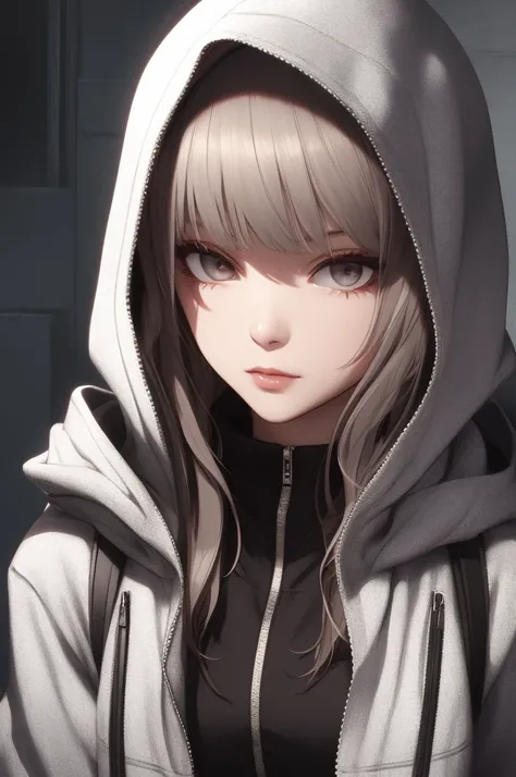 beautiful hooded assassin, fine-detailed, detailedeyes, face detailed, long long hair.