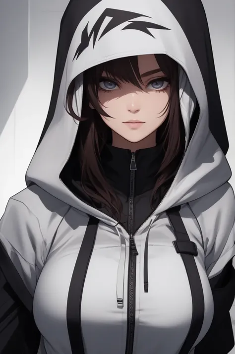 beautiful hooded assassin, fine-detailed, detailedeyes, face detailed, long long hair.