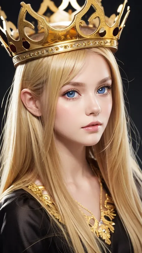 Blonde, Golden Eyes, crown, 