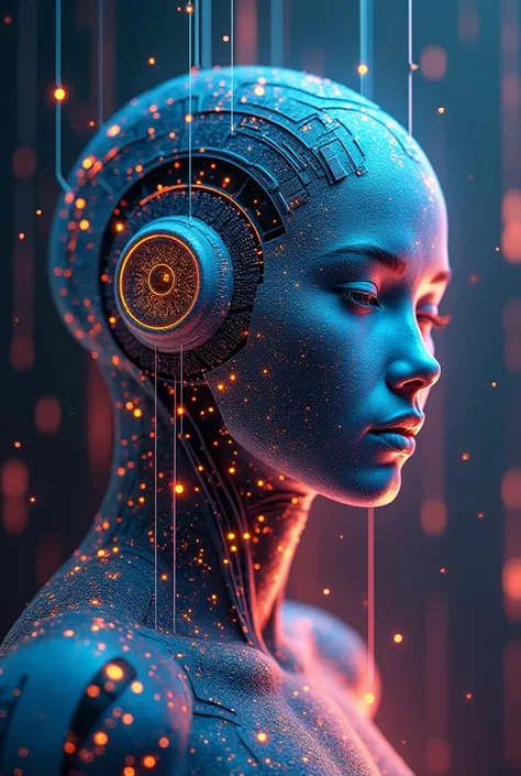  "Create a stunning profile image that embodies the fusion of artificial intelligence and creativity. Design a futuristic, abstract representation of AI, featuring dynamic, glowing circuits and neural network patterns. The background should be a blend of v...