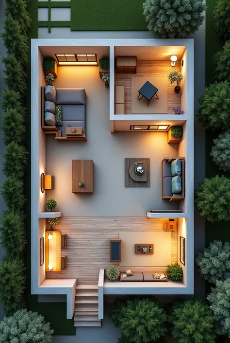 You can divide a house into a 7x5 space.5 meters with the bathroom in the right corner?