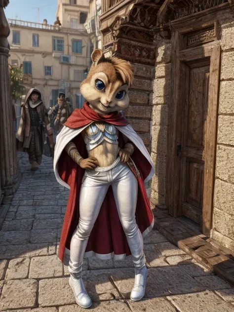 score_9, score_8_up, score_7, score_6, florence, brittany miller, chipmunk, furry, short ears, white assassin's creed robe, whit...