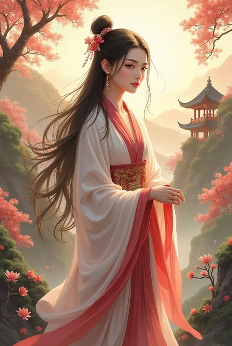 Chinese novel cover, BL novel, the man is as beautiful as a woman, wearing Chinese clothes
