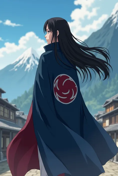 Hinata in hokage cloak in back pose