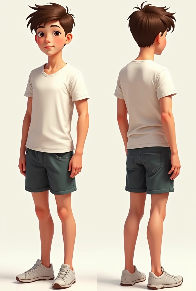 Want to create 2D character of boy who is 15 years old with full body front view , back view , side view and three fourth view