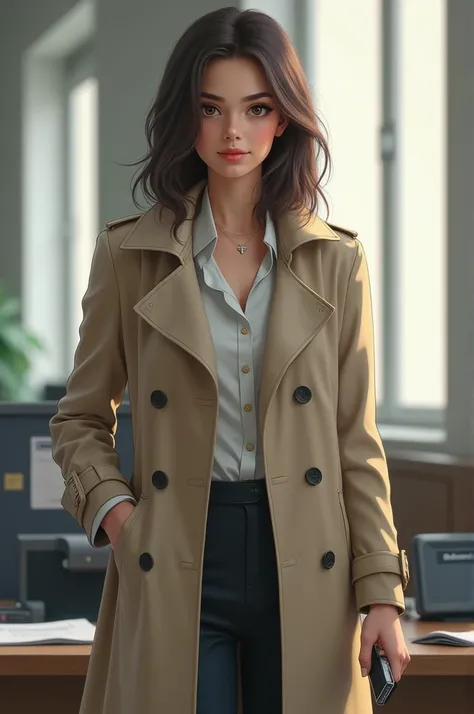 Secretary Woman 17 years in Trenchcoat 