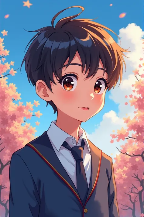 Anime painting。boy。Handsome。cute。uniform