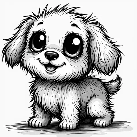 Create a fantasy illustration with watercolor technique, of a little furry dog I. the drawing should look like the comics. the illustration should look minimalist. Let the strokes be organic, imperfect as if a human had made them. Make the contour lines of...