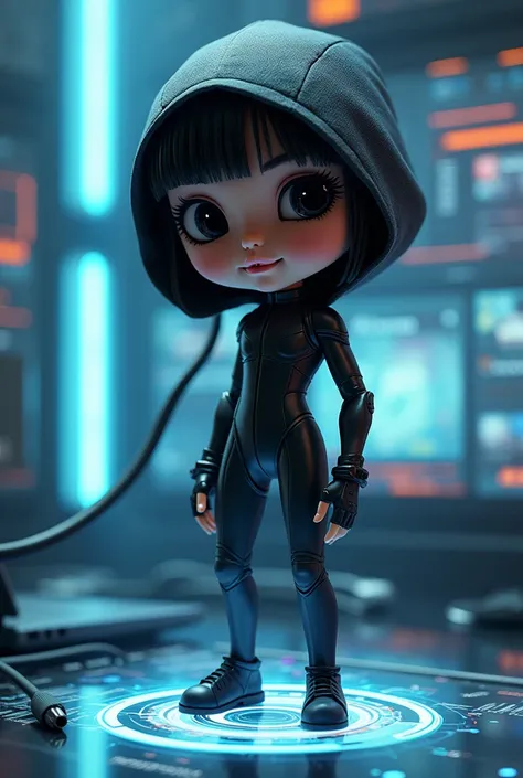 Make a doll-like character that matches the name NOOB but is a hacker