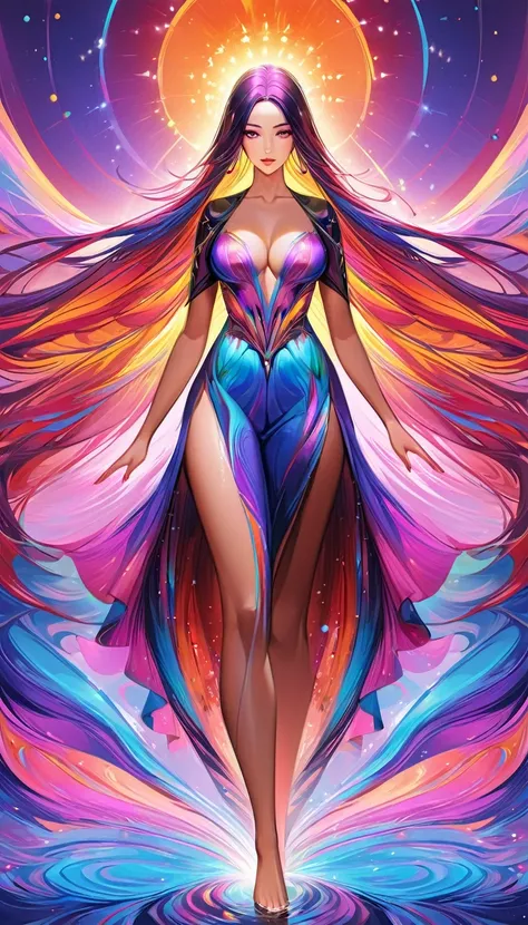 Painting of a woman with long colorful hair, Beautiful digital illustrations, Stunning digital illustrations, Gorgeous digital art, A beautiful artistic illustration, Beautiful digital artwork, Beautiful digital art, Beautiful digital illustrations, Comple...