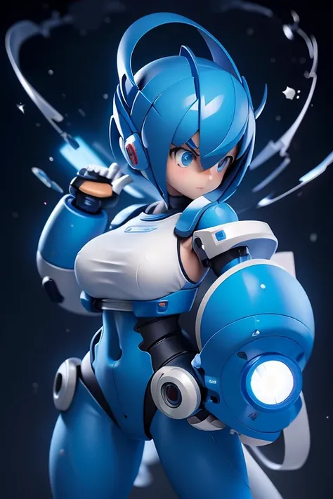 Rockman、Mega Man、Primary school students ,Young girl,Shortcuts、Short Hair、Character portrait、Big Breasts、Large Breasts、front view