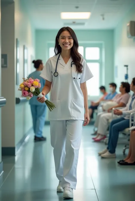 Nurse spreading happiness in hospital 