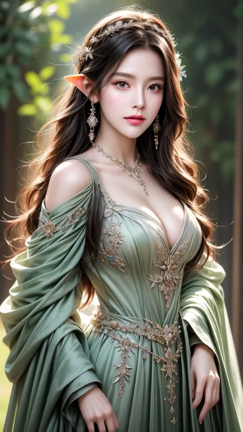 A busty woman、Close-up of a woman with very long hair, 4K detail fantasy, Movie goddess close up shot, Extremely detailed photos of the goddess, Super detailed fantasy characters, Portrait of the Knights of the Zodiac, Beautiful fantasy queen, 2. 5D CGI an...