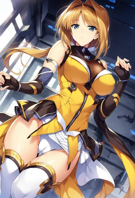 12k,masterpiece, Highest quality, Anime Style,Official Art Beautiful Lighting, 1 girl, bangs, (Inside a futuristic base:1.4), , masterpiece,Noise Reduction,Perfect Anatomy,High resolution, Very detailed,Game CG,Dutch Angle ,Beautiful attention to detail,Vi...