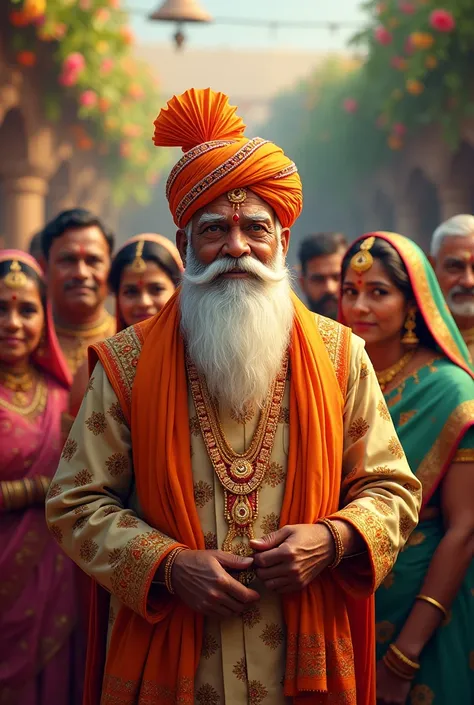 Indian old man wedding look with family 