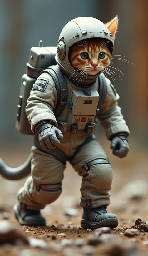 Photographic ultra-realistic　(((Quadrupedal)))　(((Crouching)))　Cat in a spacesuit　(((Crouching Style)))　((Punch to the ground))　Armageddon