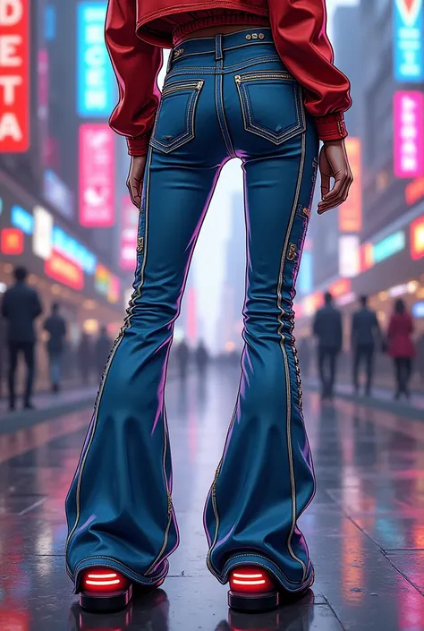 Make colorful a beautiful unique sketch of jeans that will be a trend in 2030