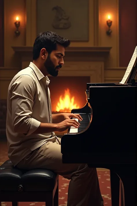 Rohit Sharma playing piano 