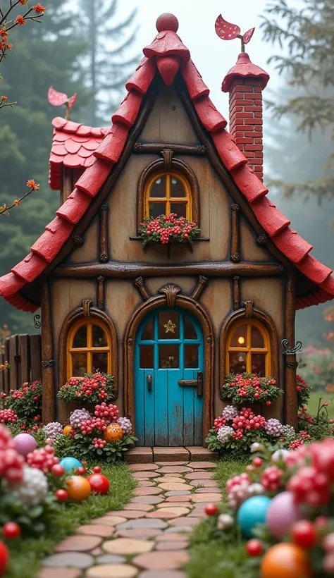 Photographic ultra-realistic　Unreal　Candy House　Hansel and Gretel　Fantasy World　colorful