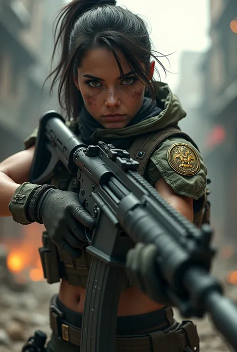 badass girl, heavy weapon