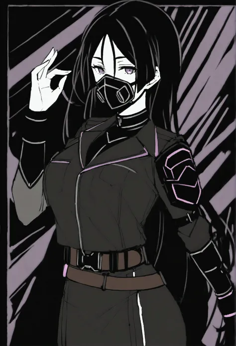 masterpiece、Highest quality、One mature woman、Raikou、A motherly smile、score_9、score_8_up、score_7_up、score_6_up、lucy (cyber punk)、Arm Covers、(Black Combat Mask:1.5)、Brown Harness、Tactical Belt、Combat Pose、(One hand up)、、、Express、、sinozick style、flat color、Da...