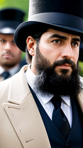 A group of handsome haredi jewish men focus on the face