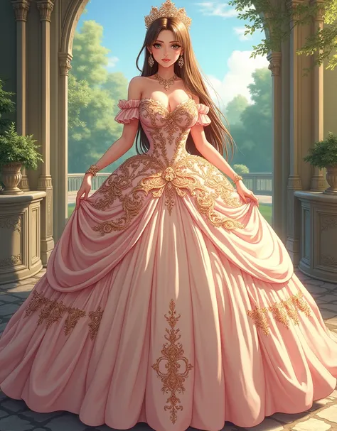 ((moe anime artstyle)),((Masterpiece)),(Best Quality),((Super Detail)),((Very Delicate and Beautiful)),Solo,full body,((full body portrait)),absurdly gigantic tits,(((1 bling-bling princess in beautiful embroidery and jeweled gorgeous rococo ballgown with ...