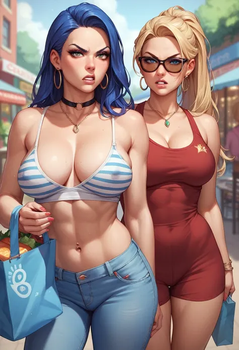 two women sexy big bodies shopping big tits angry