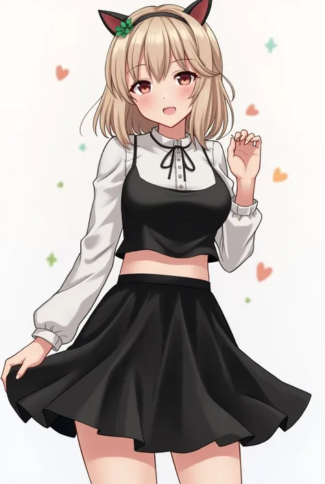 1 female anime upskirt,black skirt, black upper