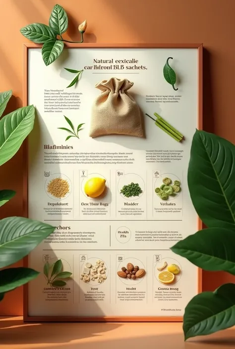 Create a central board (The central area of the board):Set the main topic of the project, such as: "Natural deodorizing sachets made from camphor, lemongrass, kaffir lime leaves, and pandan leaves" At the top, under the main topic, put a picture of the sce...