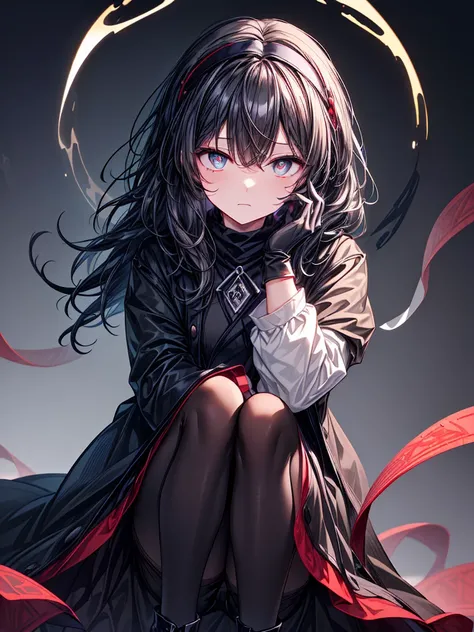 ((Touhou Project)),((masterpiece)),((Highest quality)),((Alluring)),((alone)),((Dark blue pupils)),((Beautiful shining eyes)),((Wearing a black overcoat)),((Wearing a black mini skirt,She wears black tights under her skirt))((Black pants are visible)),((lo...