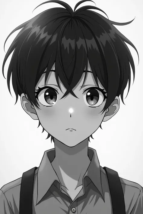 (photorealism:1.2), anime black and white boy 