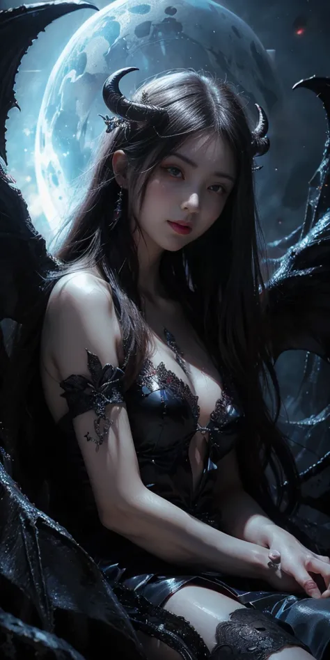 (best illustration)、realistic、very detailed、best lighting、best shadow、고혹적인 succubus, heavenly beauty, perched above the clouds, (Fantasy Illustration:1.3), fascinating gaze, seductive pose, delicate wings, otherworldly charm, mystical sky, (Luis Royo:1.2),...