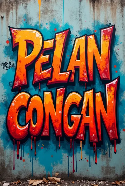 Graffiti art spelling the word "PELANCONGAN"