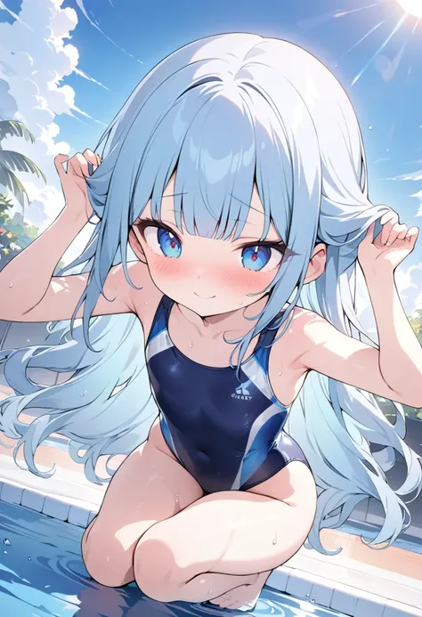 masterpiece, best quality, extremely detailed, (illustration, official art:1.1), 1 girl ,(((( light blue long hair)))), ,(((( light blue long hair)))),light blue hair, , long hair ((blush)) , cute face, big eyes, masterpiece, best quality,(((((a very delic...