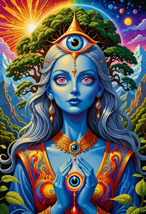 a painting，the holy grail of brain tree eyes, alex gray art, highly detailed fantasy art, alex gray and tim hildebrandt, psyched...