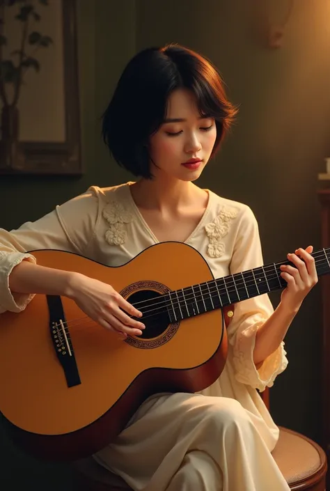 Teresa Teng playing guitar 